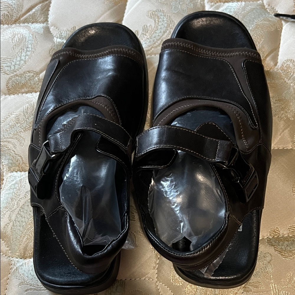 Men's Leather Comfort Sandals - Brown/Black